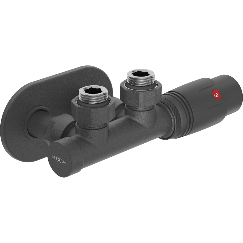 Mexen G00 ensemble thermostatique d'angle avec rosette R, Duplex, DN50, anthracite - W907-900-905-66