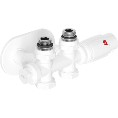 Ensemble thermostatique d'angle/droit Mexen G00 avec rosace R, Duplex, DN50, blanc - W908-900-905-20