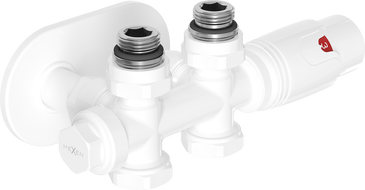 Ensemble thermostatique d'angle/droit Mexen G00 avec rosace R, Duplex, DN50, blanc - W908-900-905-20
