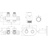 Mexen G00 ensemble thermostatique angulaire/simple avec cache R, Duplex, DN50, or - W908-900-905-50