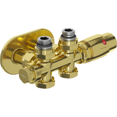 Mexen G00 ensemble thermostatique angulaire/simple avec cache R, Duplex, DN50, or - W908-900-905-50
