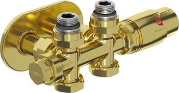 Mexen G00 ensemble thermostatique coudé/droit avec rosace R, Duplex, DN50, doré - W908-900-905-50