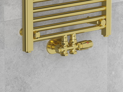 Mexen G00 ensemble thermostatique coudé/droit avec rosace R, Duplex, DN50, doré - W908-900-905-50