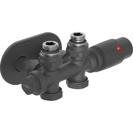 Mexen G00 ensemble thermostatique coudé/droit avec rosace R, Duplex, DN50, anthracite - W908-900-905-66