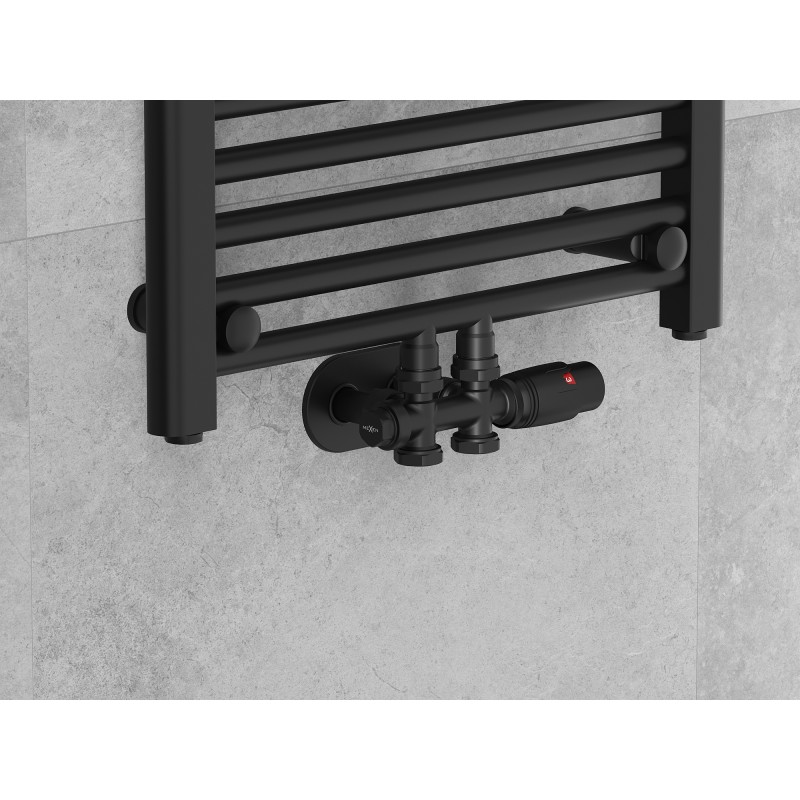 Mexen G00 ensemble thermostatique coudé/droit avec rosace R, Duplex, DN50, noir - W908-900-905-70