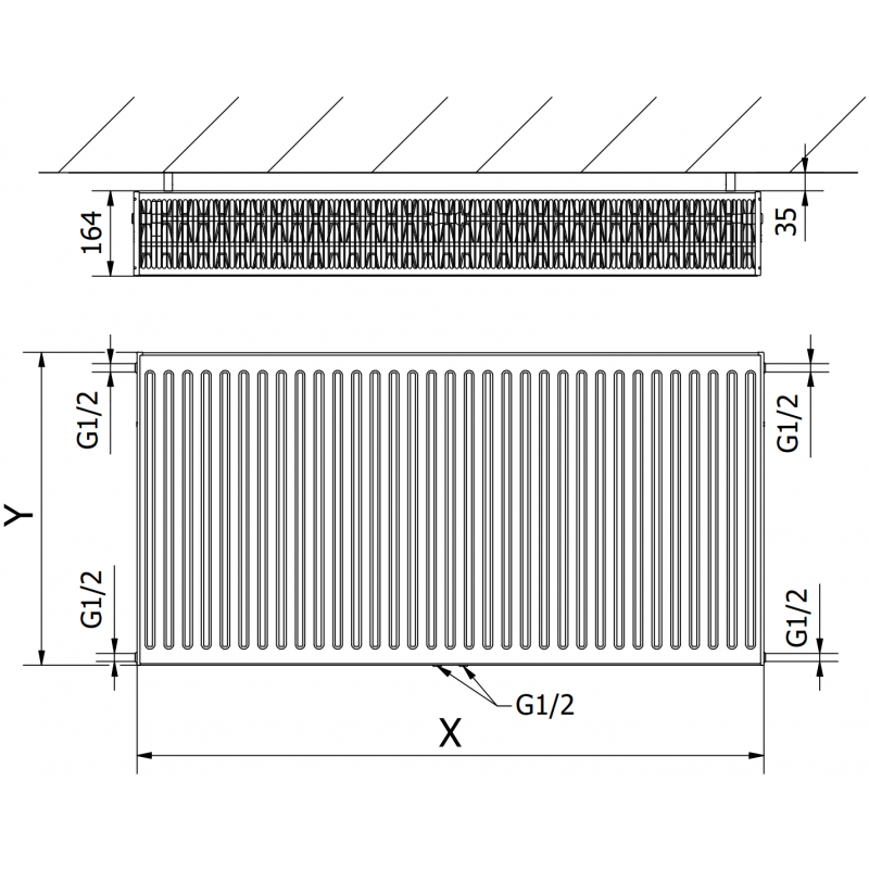 Mexen CC33 radiateur à panneau 500 x 400 mm, raccordement inférieur central, 808 W, anthracite - W6C33-050-040-66