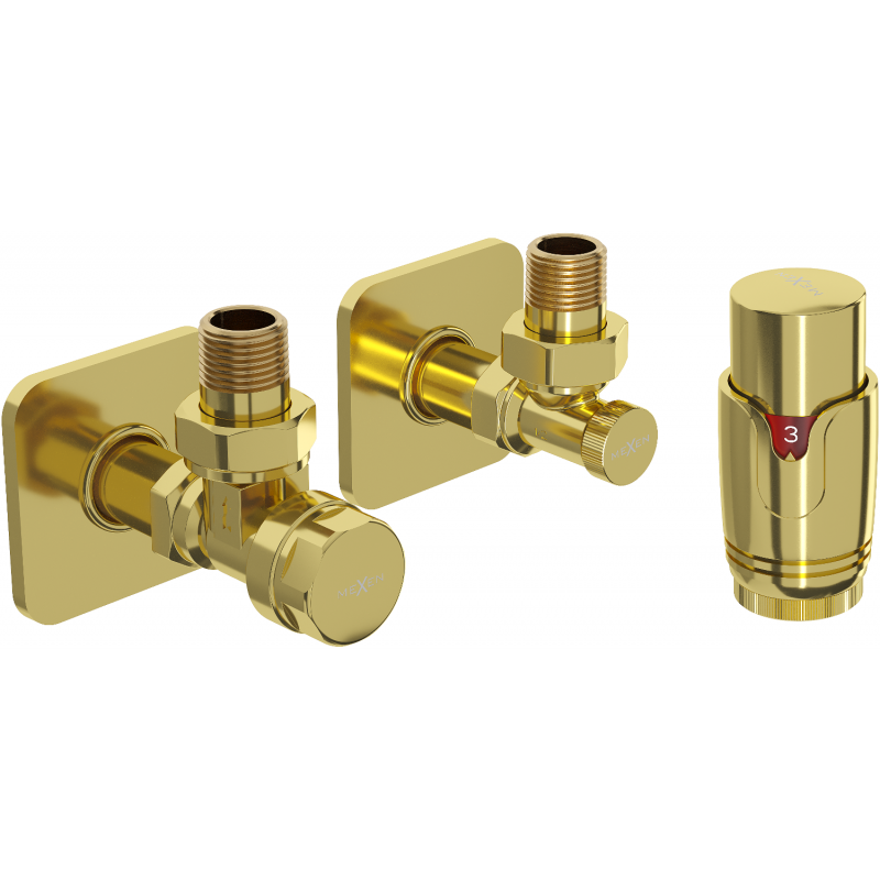 Mexen G00 ensemble thermostatique angulaire avec rosace S, doré - W901-900-909-50