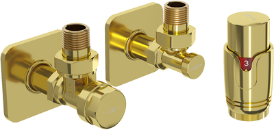 Mexen G00 ensemble thermostatique angulaire avec rosace S, doré - W901-900-909-50