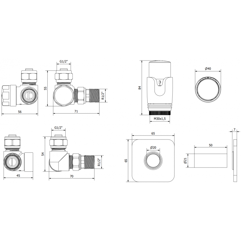 Mexen G00 ensemble thermostatique axial avec cache S, doré - W903-900-909-50