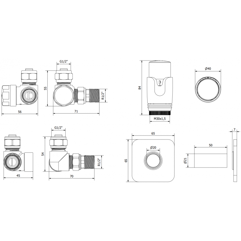 Mexen G00 ensemble thermostatique axial avec cache S, anthracite - W903-900-909-66