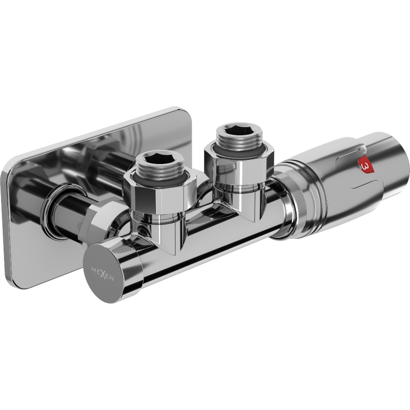 Mexen G00 ensemble thermostatique angulaire avec cache S, Duplex, DN50, chrome - W907-900-910-01