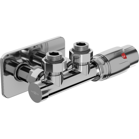 Mexen G00 ensemble thermostatique angulaire avec cache S, Duplex, DN50, chrome - W907-900-910-01