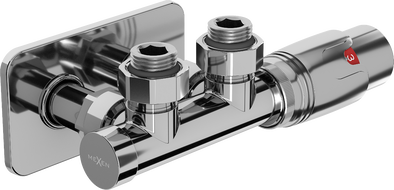 Mexen G00 ensemble thermostatique angulaire avec cache S, Duplex, DN50, chrome - W907-900-910-01