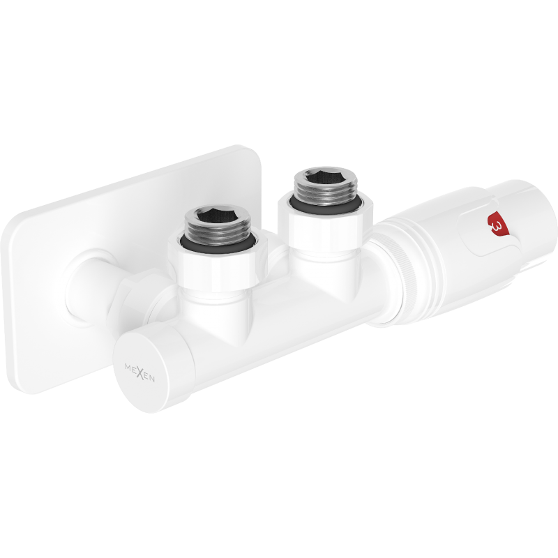 Mexen G00 ensemble thermostatique d'angle avec cache S, Duplex, DN50, blanc - W907-900-910-20