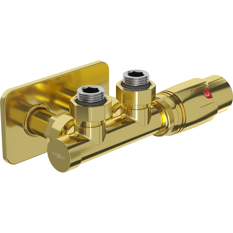 Mexen G00 ensemble thermostatique angulaire avec cache S, Duplex, DN50, or - W907-900-910-50