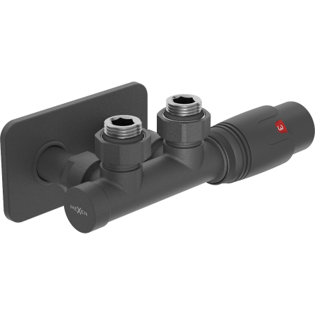 Mexen G00 ensemble thermostatique coudé avec rosace S, Duplex, DN50, anthracite - W907-900-910-66