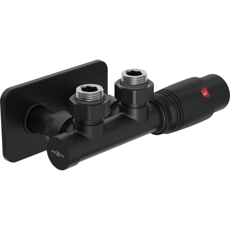 Mexen G00 jeu de thermostats d'angle avec plaque de finition S, Duplex, DN50, noir - W907-900-910-70