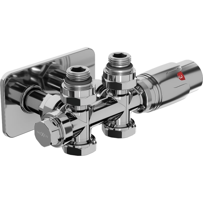 Mexen G00 ensemble thermostatique angulaire/droit avec cache S, Duplex, DN50, chrome - W908-900-910-01