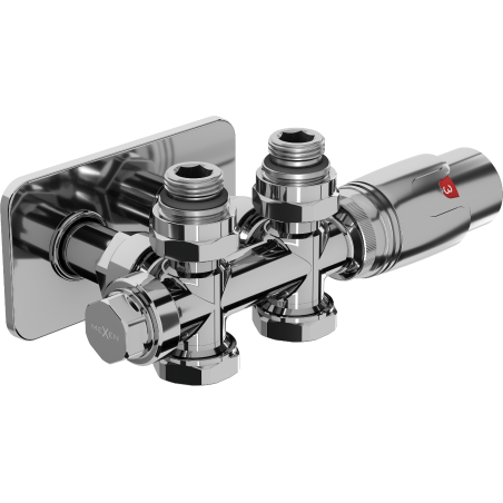 Mexen G00 ensemble thermostatique coudé/droit avec rosace S, Duplex, DN50, chrome - W908-900-910-01