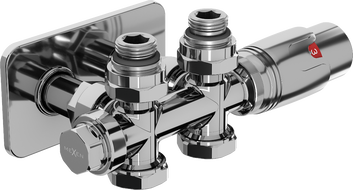 Mexen G00 ensemble thermostatique coudé/droit avec rosace S, Duplex, DN50, chrome - W908-900-910-01