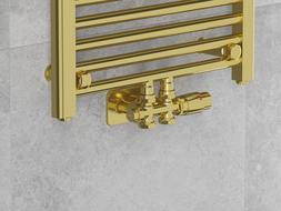 Mexen G00 ensemble thermostatique coudé/droit avec cache S, Duplex, DN50, doré - W908-900-910-50