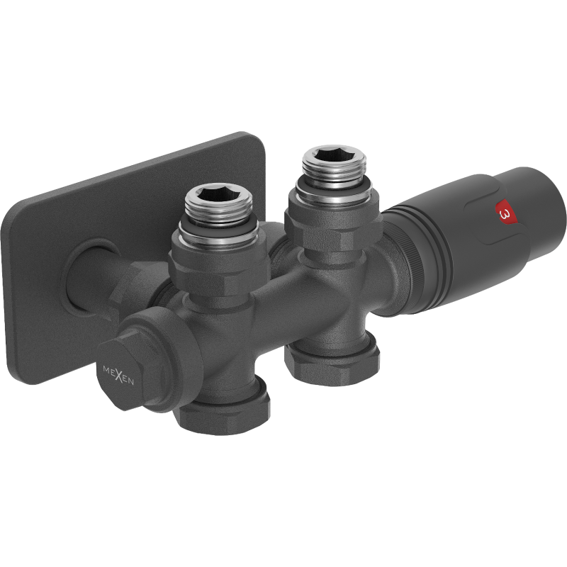 Mexen G00 ensemble thermostatique coudé/droit avec cache S, Duplex, DN50, anthracite - W908-900-910-66