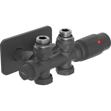 Mexen G00 ensemble thermostatique coudé/droit avec cache S, Duplex, DN50, anthracite - W908-900-910-66