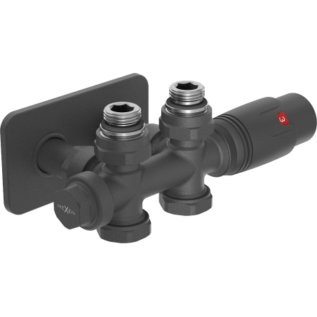 Mexen G00 jeu thermostatique coudé/droit avec cache S, Duplex, DN50, anthracite - W908-900-910-66