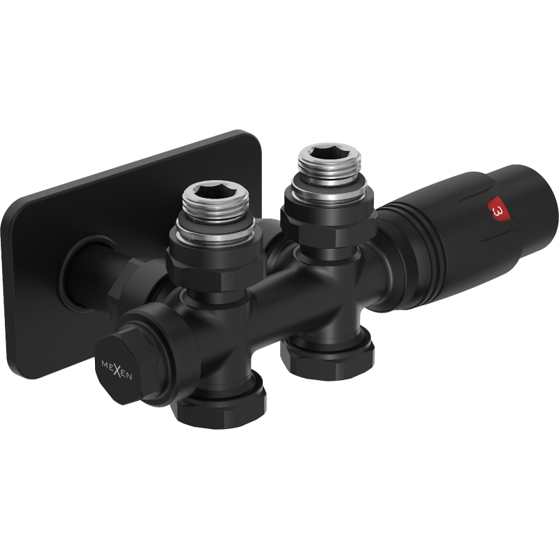 Mexen G00 ensemble thermostatique d'angle/droit avec cache S, Duplex, DN50, noir - W908-900-910-70