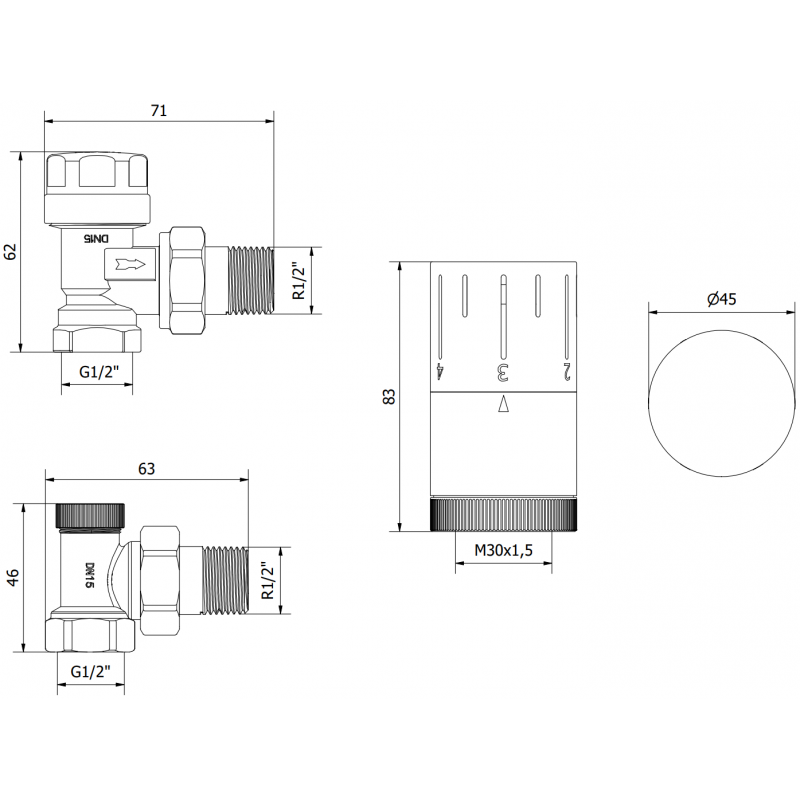 Mexen G05 ensemble thermostatique angulaire, chrome - W901-958-01