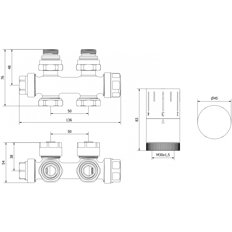 Mexen G05 ensemble thermostatique axial, chrome - W903-958-01