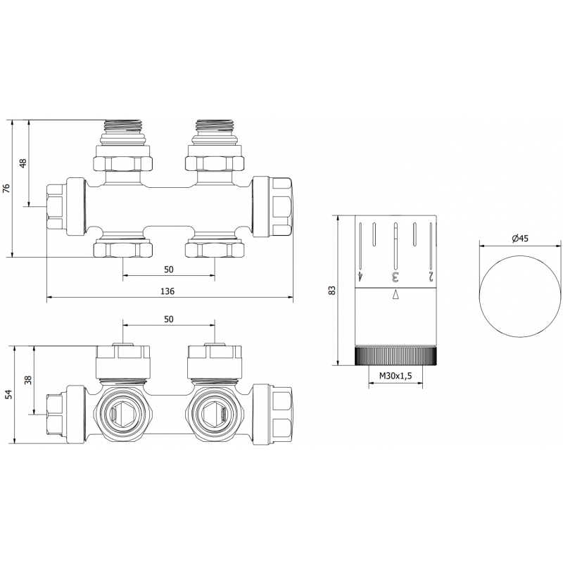 Mexen G05 ensemble thermostatique axial, anthracite - W903-958-66