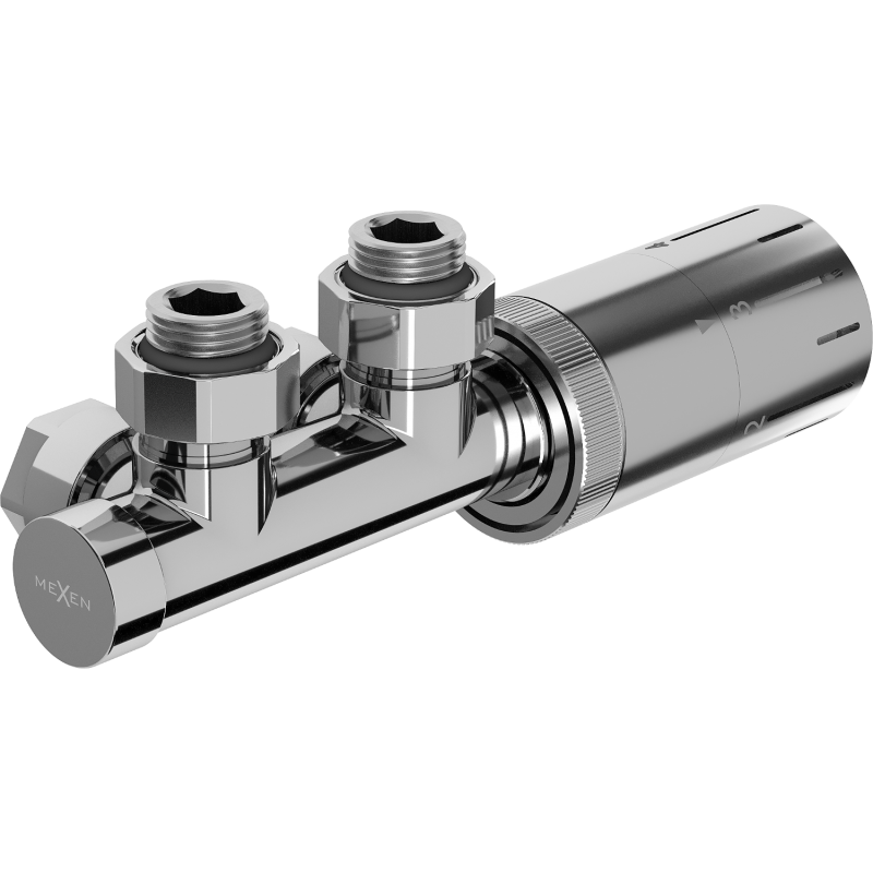 Mexen G05 ensemble thermostat à angle, Duplex, DN50, chrome - W907-958-01