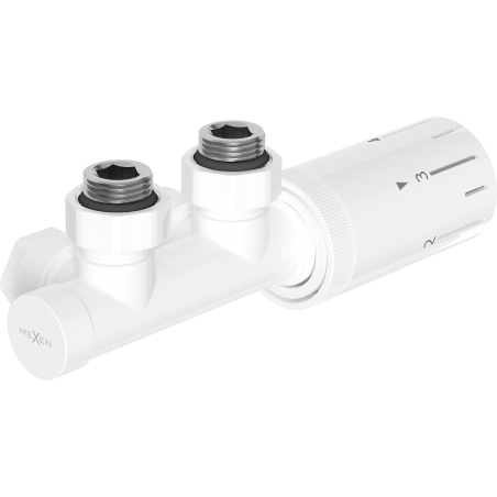 Mexen G05 ensemble thermostatique angulaire, Duplex, DN50, blanc - W907-958-20