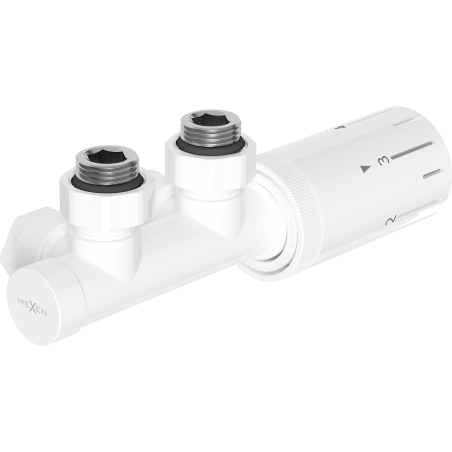 Mexen G05 ensemble thermostatique d'angle, Duplex, DN50, blanc - W907-958-20