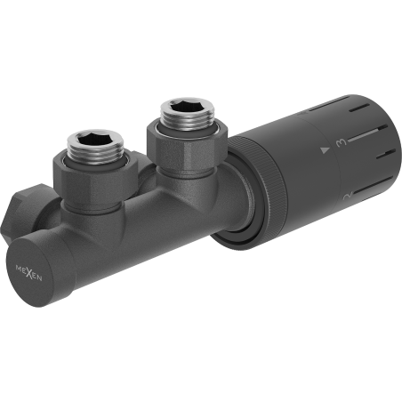 Mexen G05 ensemble thermostatique d'angle, Duplex, DN50, anthracite - W907-958-66