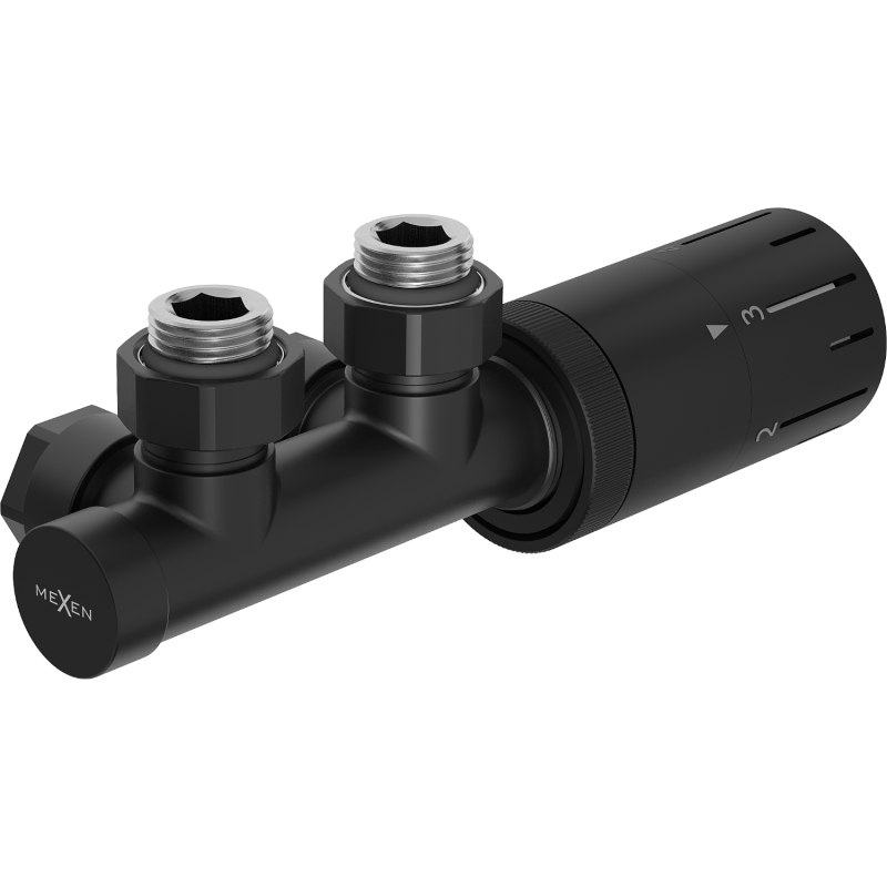 Mexen G05 ensemble thermostat en angle, Duplex, DN50, noir - W907-958-70