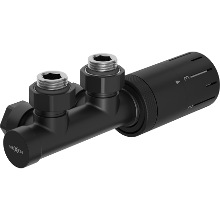 Mexen G05 ensemble thermostatique coudé, Duplex, DN50, noir - W907-958-70