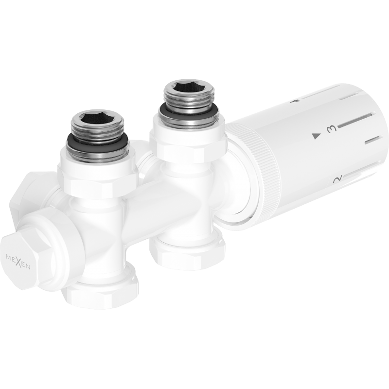 Mexen G05 kit thermostatique angulaire/droit, Duplex, DN50, blanc - W908-958-20