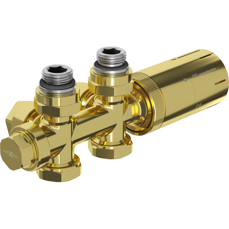 Mexen G05 ensemble thermostatique coudé/plat, Duplex, DN50, doré - W908-958-50