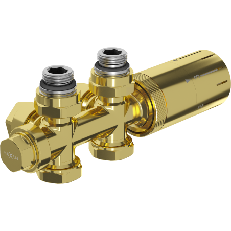 Mexen G05 ensemble thermostatique coudé/plat, Duplex, DN50, doré - W908-958-50