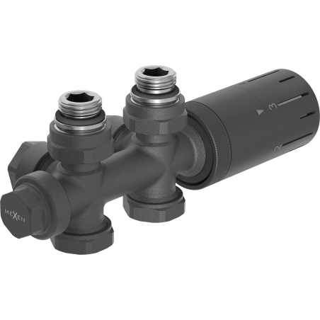 Mexen G05 ensemble thermostatique angle/droit, Duplex, DN50, anthracite - W908-958-66