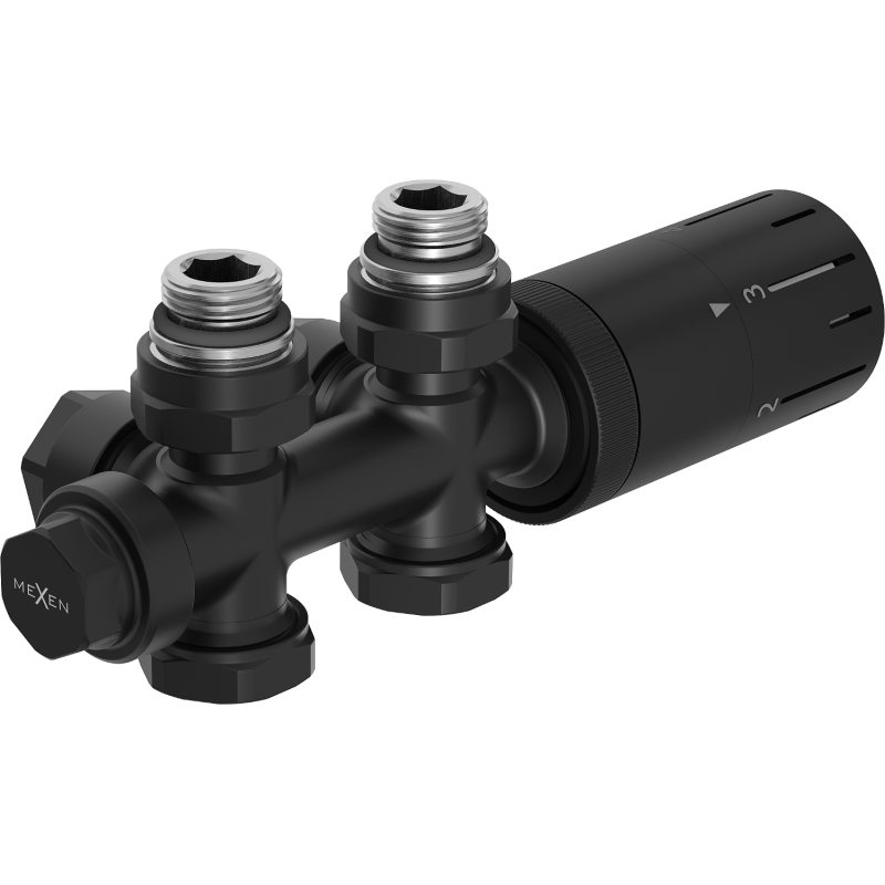 Mexen G05 ensemble thermostatique d'angle/droit, Duplex, DN50, noir - W908-958-70