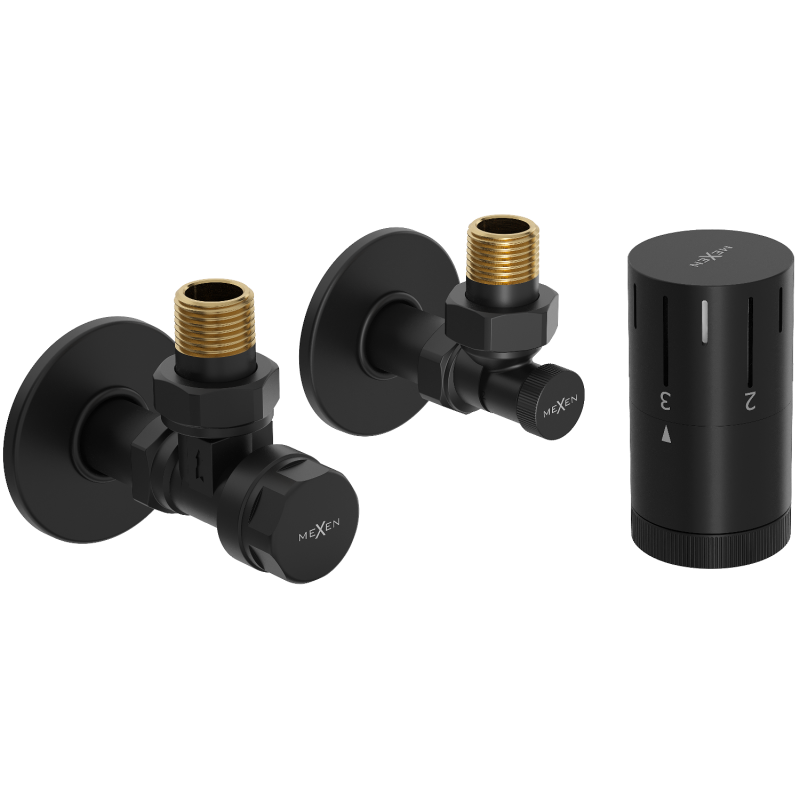 Mexen G05 ensemble thermostatique angulaire avec rosace R, noir - W901-958-904-70