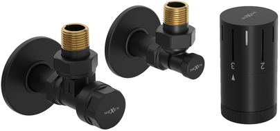 Mexen G05 ensemble thermostatique angulaire avec rosace R, noir - W901-958-904-70