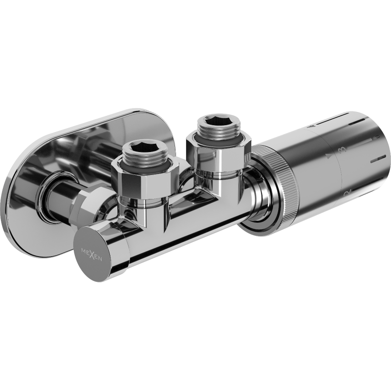 Mexen G05 ensemble thermostatique angulaire avec rosace R, Duplex, DN50, chromé - W907-958-905-01