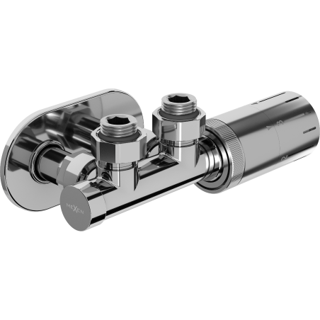 Mexen G05 ensemble thermostatique angulaire avec rosace R, Duplex, DN50, chromé - W907-958-905-01