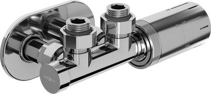 Mexen G05 ensemble thermostatique coudé avec cache R, Duplex, DN50, chrome - W907-958-905-01