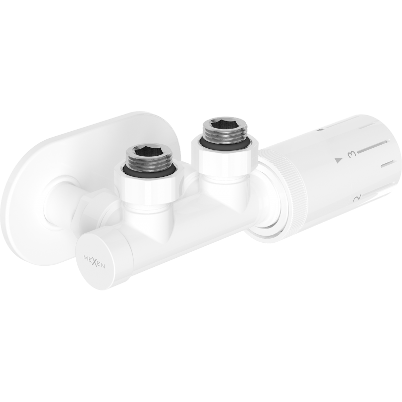 Mexen G05 ensemble thermostatique d'angle avec cache R, Duplex, DN50, blanc - W907-958-905-20