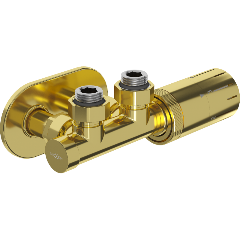 Mexen G05 ensemble thermostatique angulaire avec cache R, Duplex, DN50, doré - W907-958-905-50